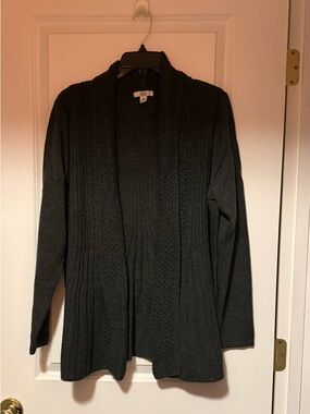 croft & barrow Dark Charcoal Ribbed Open-Front Cardigan